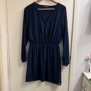 Express Navy Long Sleeve Dress